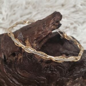 Two-Tone Wirewrapped Bracelet - gold and Silver Wire Bangle - Stackable Bracelet